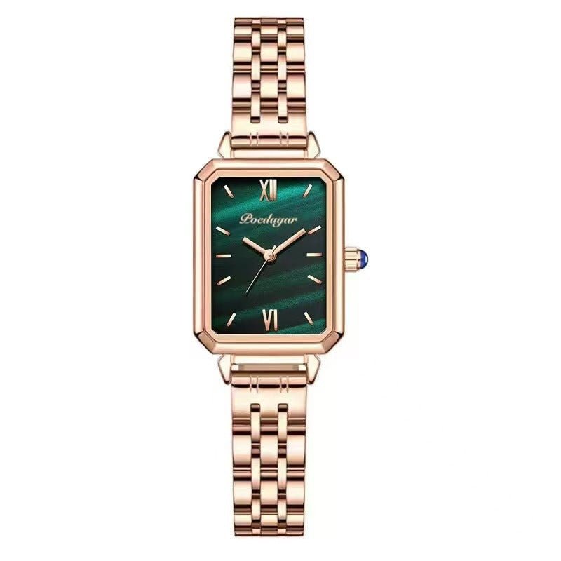 Square Watch - Elegant Mesh Band Rose Gold Green - Avolis.store