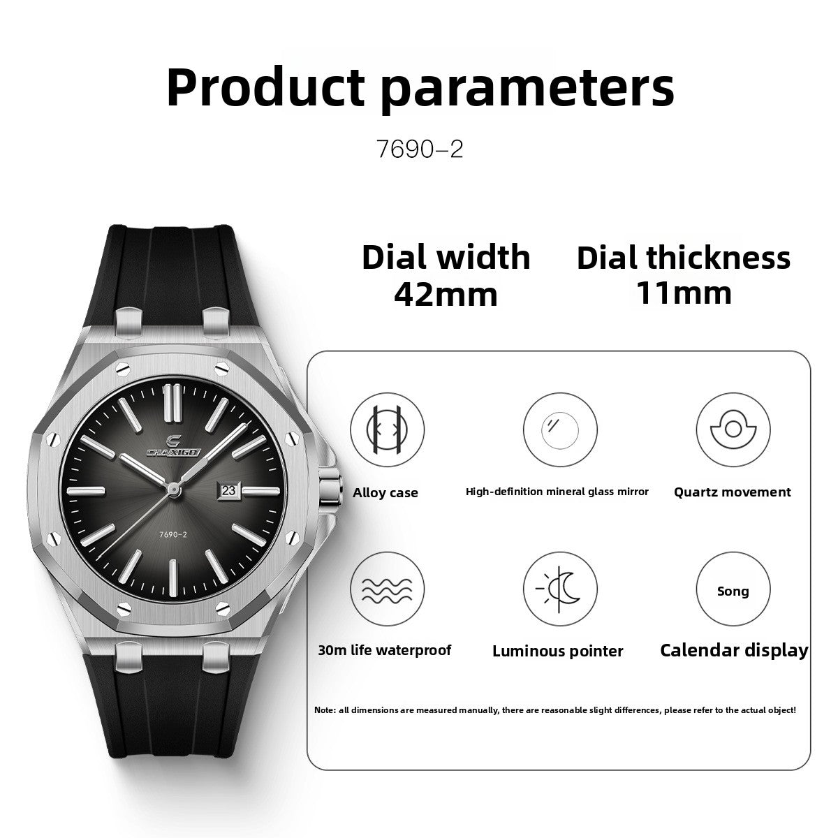 Watch Stainless Steel Waterproof Luxury Minimalist Business Dress Watch Black Dial - Avolis.store