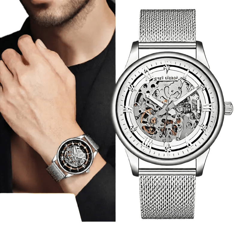 Automatic Watch Luxury Mechanical Self - Winding Skeleton Dress Watch Stainless Steel - Avolis.store