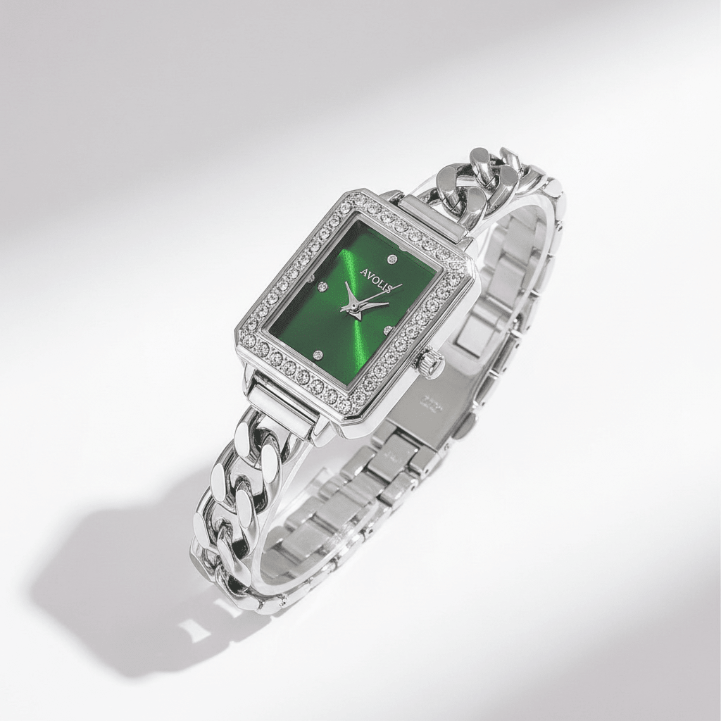 Women's Quartz Watch - Rectangular Crystal Bezel Timepiece - Avolis.store