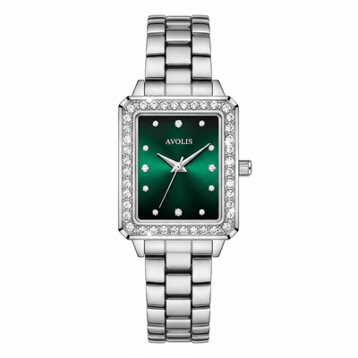 Women's Quartz Watch - Rectangular Crystal Bezel Timepiece - Avolis.store
